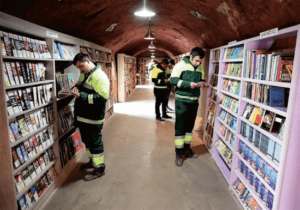 Garbage collectors open library with abandoned books in Çankaya, Ankara, Turkey