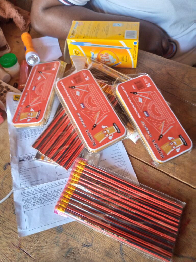 Our Social Uganda: Art Day Every Day pencils, pens and maths sets